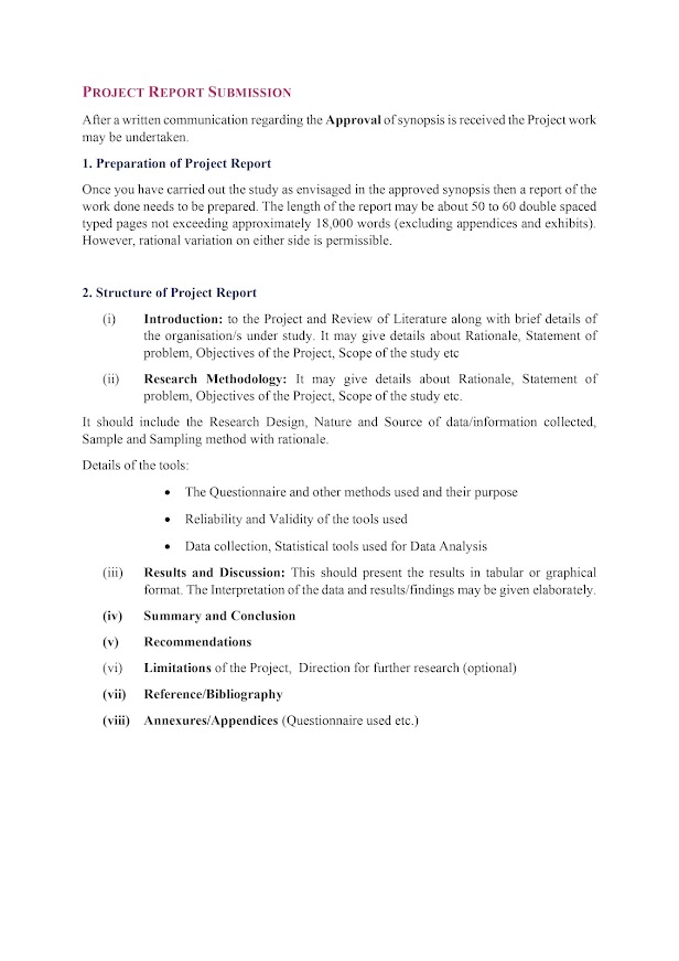 IGNOU MMPP 1 MBA Project Writing Guidelines