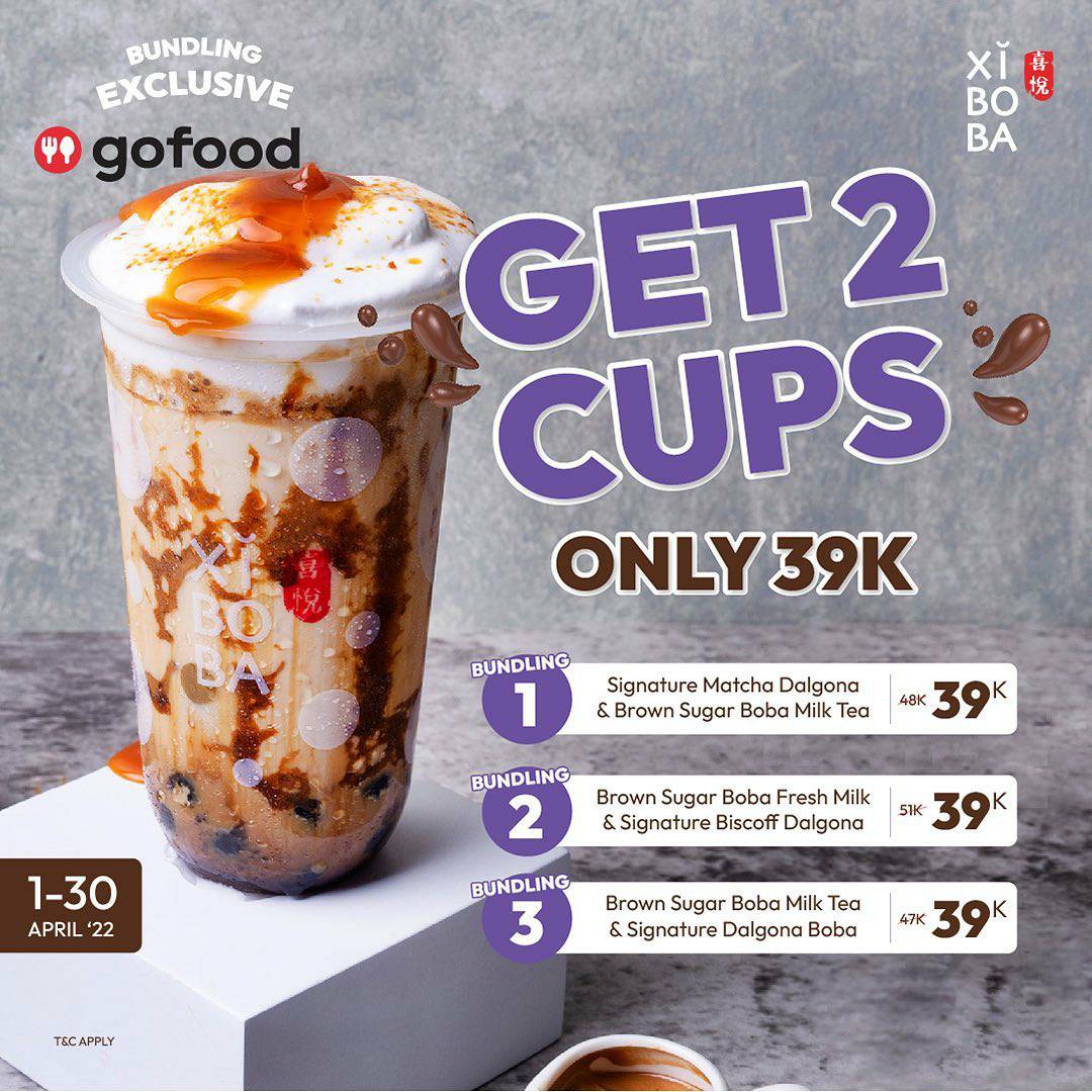 Promo XIBOBA RAMADAN SPESIAL GOFOOD - Beli 2 Cup Boba hanya 39rb