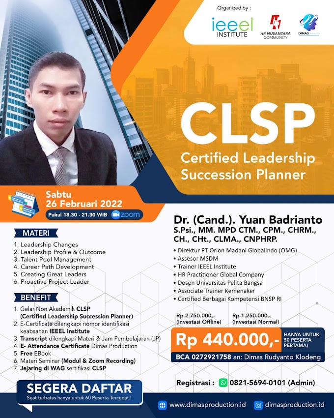 WA.0821-5694-0101| Gelar Non Akademik Certified Leadership Succession Planner (CLSP)