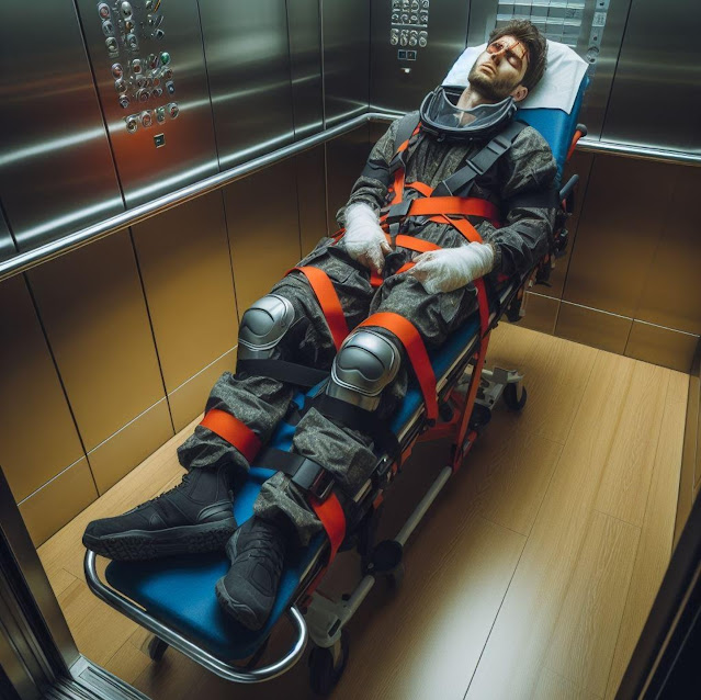 Stretcher inside FASE Elevator Cab