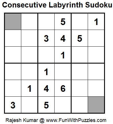 Consecutive Labyrinth Sudoku (Daily Sudoku League #100)