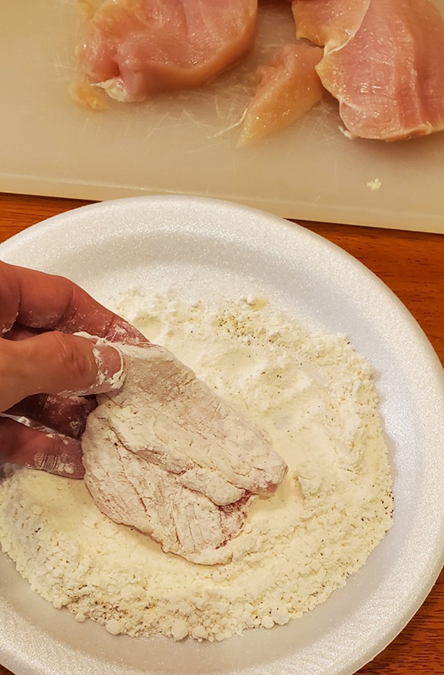 chicken breast dipped in flour