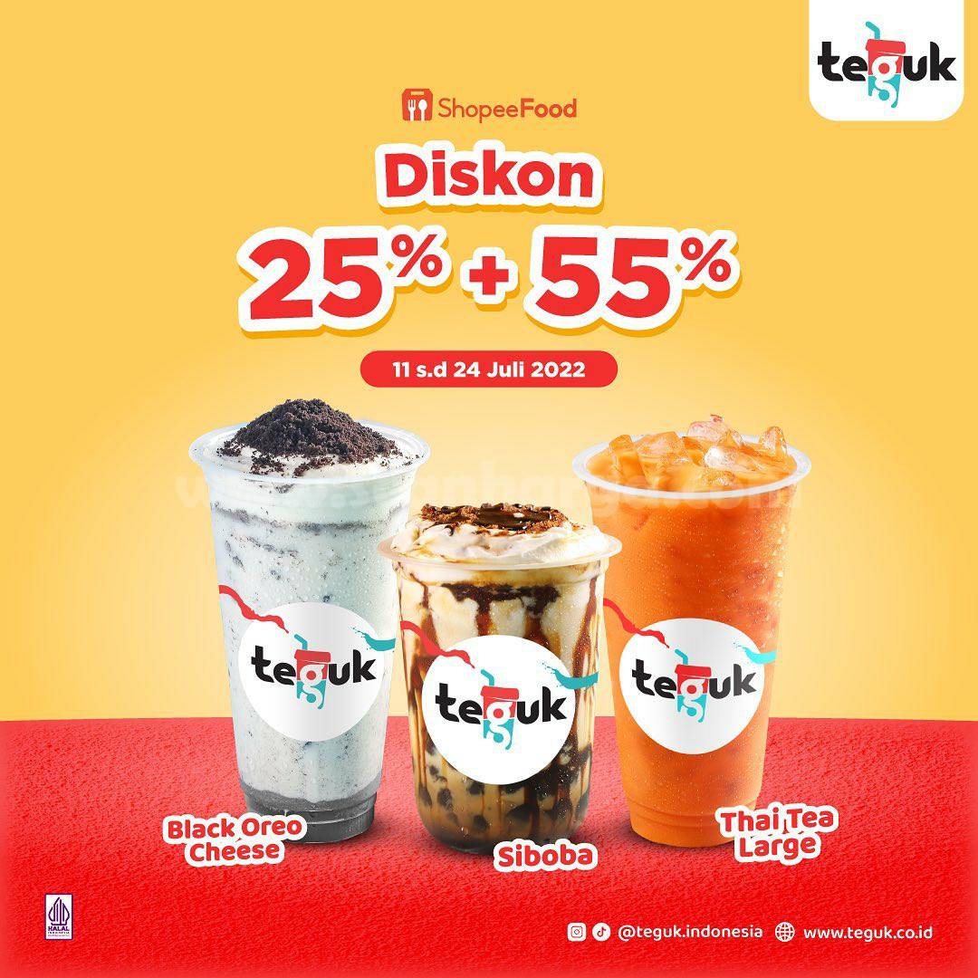 Promo TEGUK Shopeefood Beli Minuman Diskon 25% + 55%