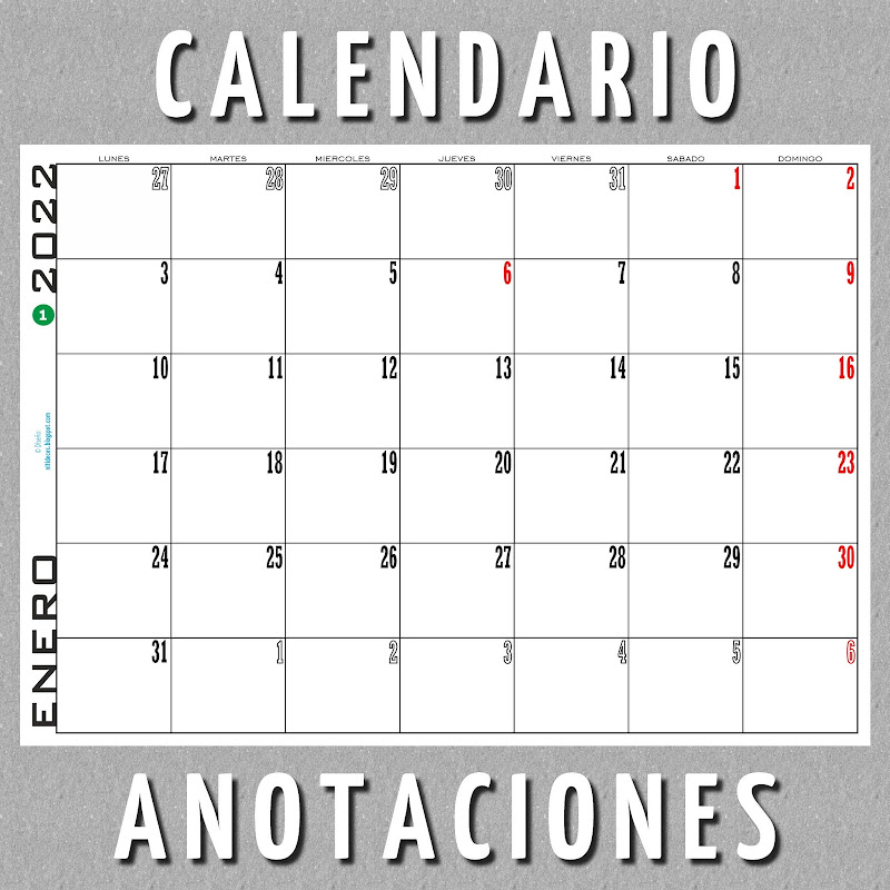 Calendario 2022 para Anotaciones Personales