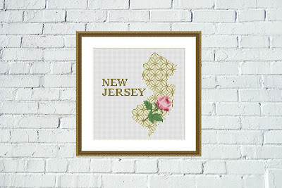 New Jersey map silhouette cross stitch pattern - Tango Stitch