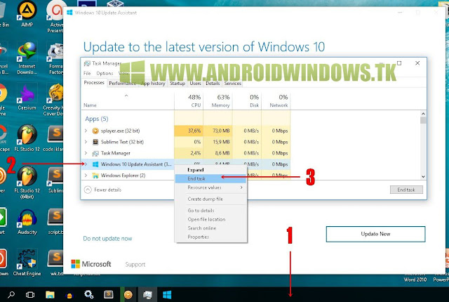 1. Mematikan Task Windows 10 Update Assistant