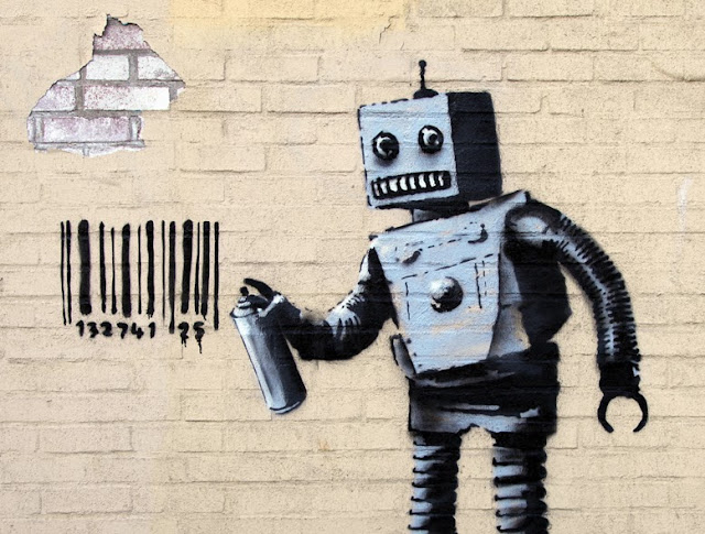 "Tagging Robot" New Street Art Piece By Banksy For Better Out Than In, New York City, Coney Island. 1