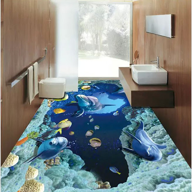 renovate your bathroom with realistic 3D floor tiles with deep sea effect