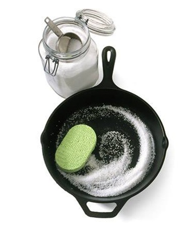 Wash cast iron with salt