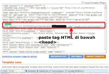 Cara Pasang Kode Verifikasi Google pada Blog