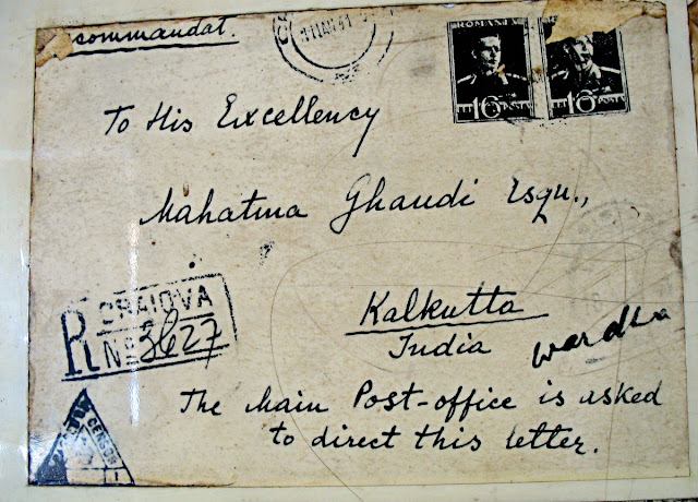 postcard written to Mahatma Gandhi