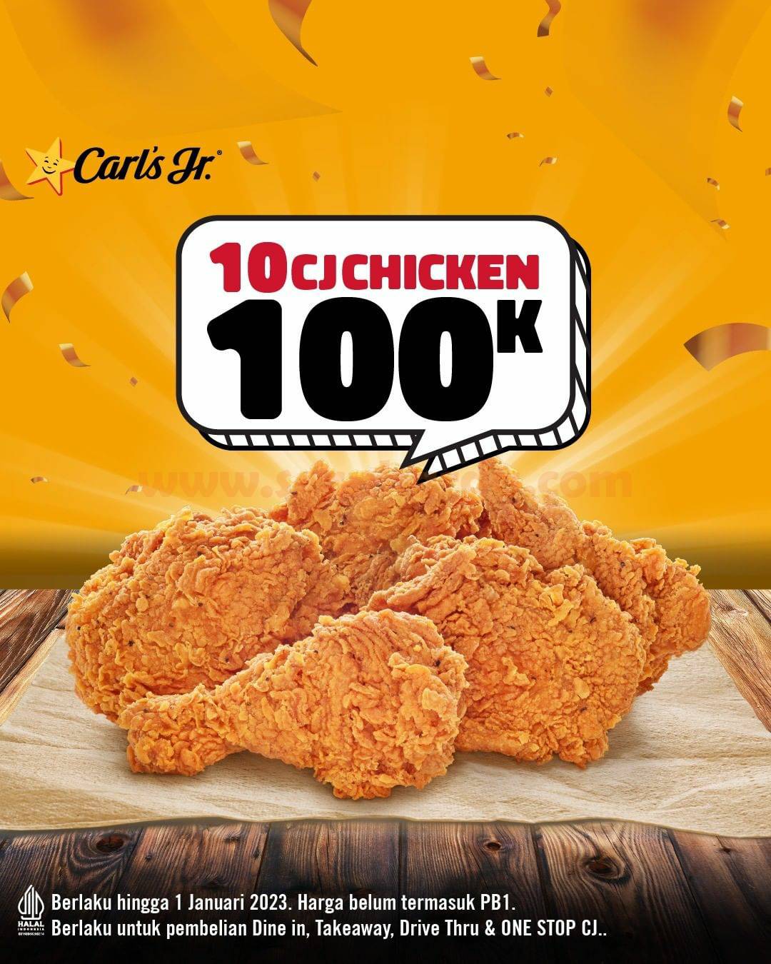 CARLS JR Promo Harga Spesial 10 CJ Chicken Hanya 100RB