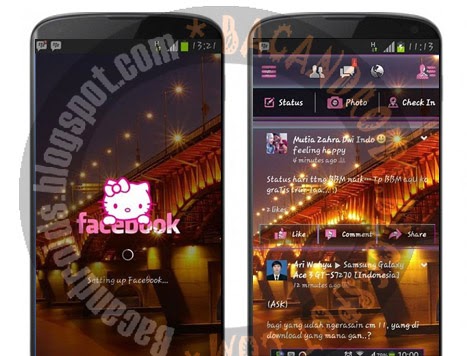 Download Aplikasi Facebook Mod Tema sudah jadi Transpan Hellokitty Apk 