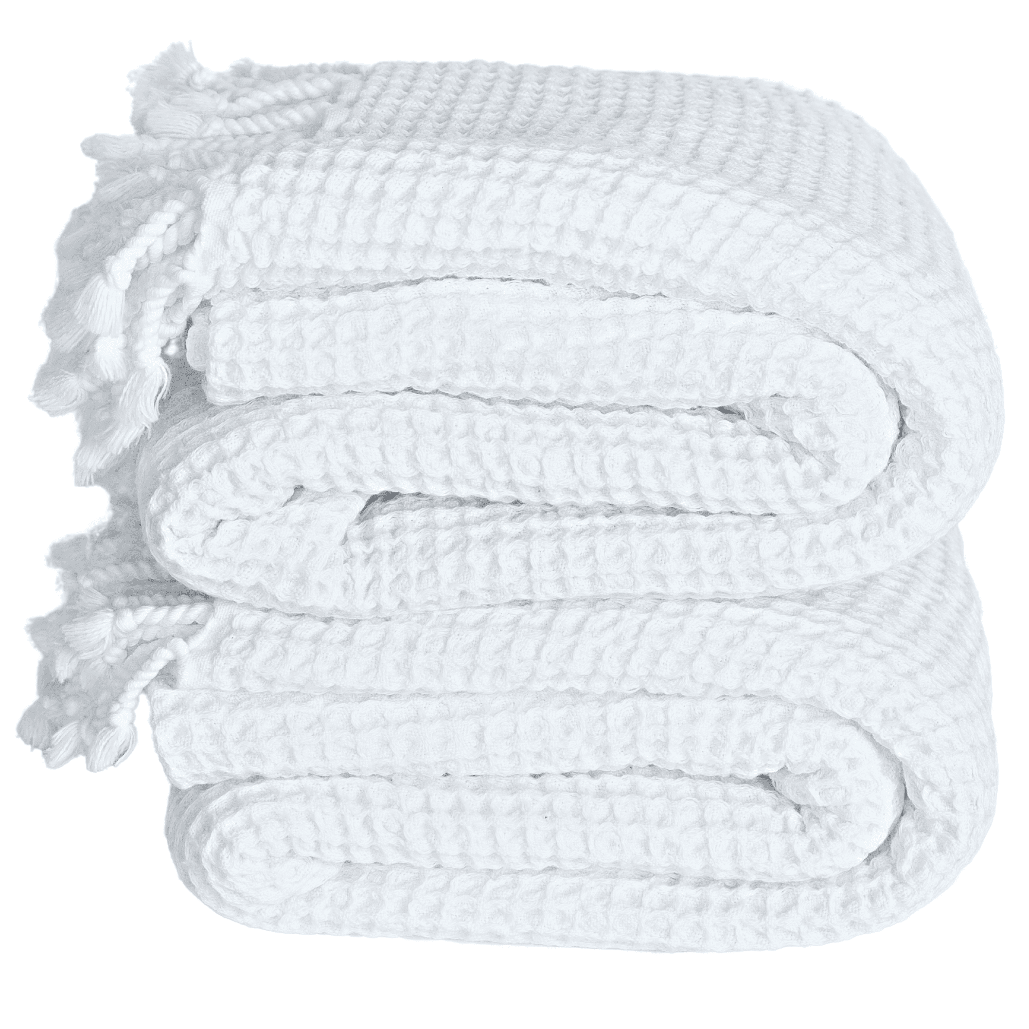 Waffle Beach Towel, Turkish Cotton Waffle Weave Towel, Turkish Waffle Towel, Waffle Textured Towel, Handmade, with Tassel, Soft, Thin, Quick Dry Beach Towel (White)