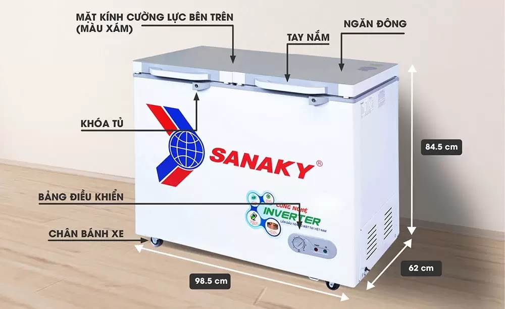 Tủ đông Sanaky Inverter VH-2599A4K 250 lít