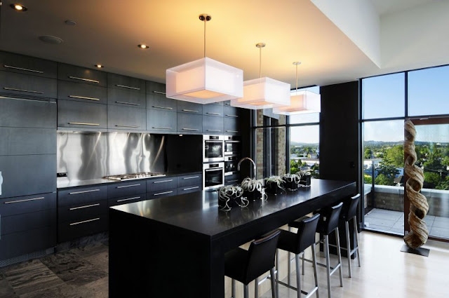 Picture of modern black kitchen furniture