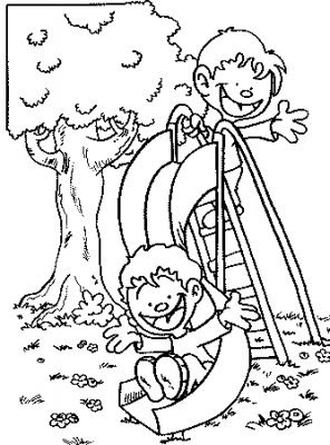 Kids Coloring Sheets on Kids Coloring Pages  Boys On Slide In A Park     Disney Coloring Pages