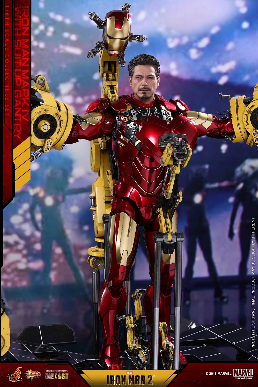 Toyhaven Hot Toys 1 6th Scale Die Cast Iron Man 2 Mark Iv Figure With Suit Up Gantry Collectible Set