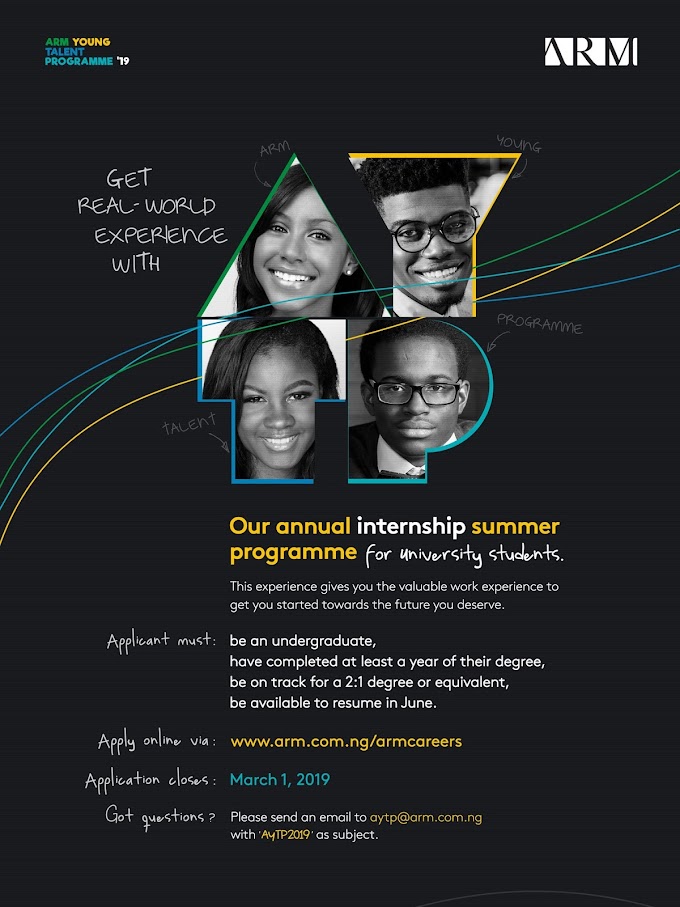 The Access and Resource Management Holding Company (ARM) Young Talent Programme (AYTP) 2019 For Nigerian Undergraduates