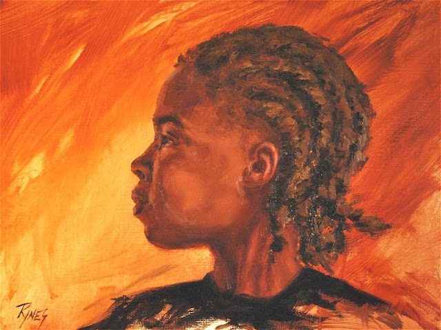 Painting of a young girl by Nancy Rynes, called "Beauty"