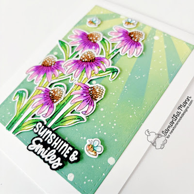 Sunshine & Smiles Card by Samantha Mann for Newton's Nook Designs, Card Making, Distress Inks, Ink Blending, Flowers, Floral, Handmade Cards, #newtonsnook #newtonsnookdesigns #distressinks #cardmaking #floral #flowers