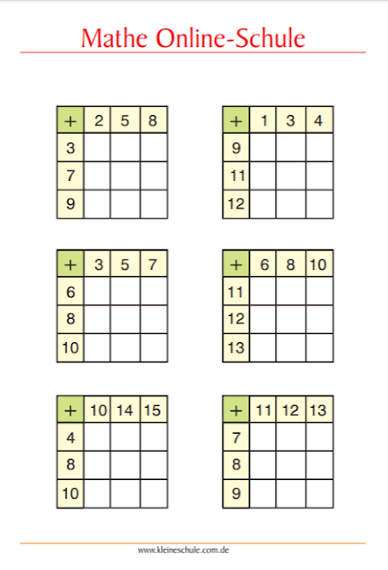 Matheaufgaben für 1. Klasse Grundschule