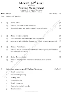 MSc Nursing Solved Question Papers BFUHS 2015