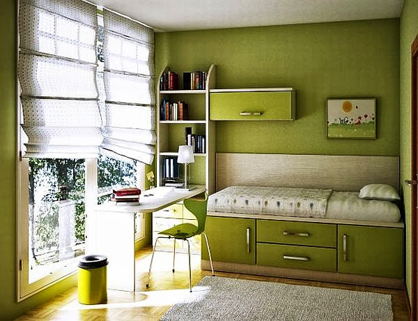 Green bedroom for teenage girl