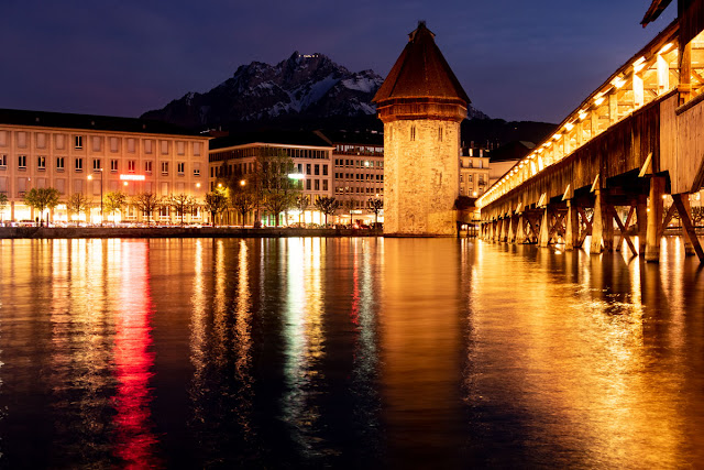Luzerner Wasserturm am Abend