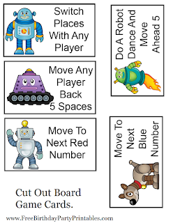 Free Robot Birthday Party Printables- Game Board Cards