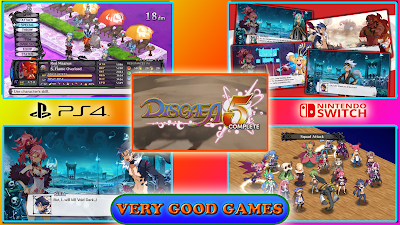 A banner for the review of Disgaea 5  - an anime game for PS4 and Nintendo Switch