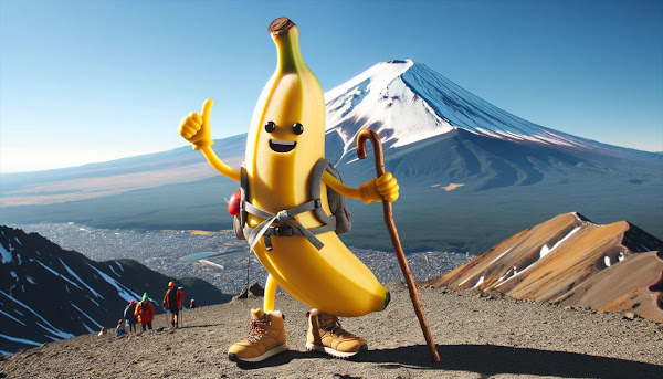 富士山に登るバナナ