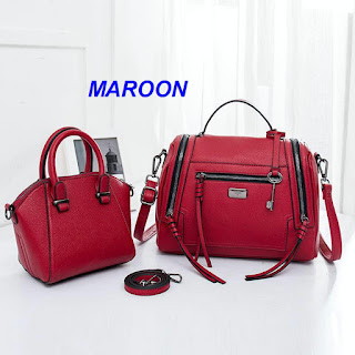 TAS WANITA IMPORT TERBARU HANDBAG CEWEK FASHION MURAH KULIT DV4077FSL# SET 2 IN 1 SEMI PREMIUM