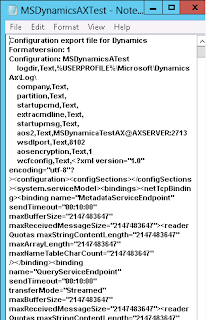 "The specified client configuration does not contain valid WCF settings" Create new Client Configuration in AX 2012