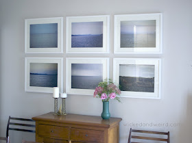 simple soothing dining room photo wall white Ikea frames