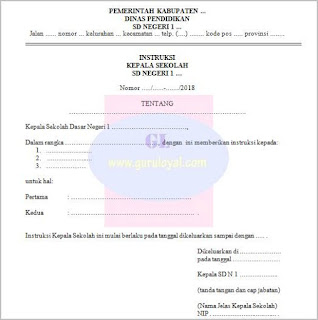 format surat instruksi kepala sekolah dasar untuk menginstruksikan berbagai hal Format Surat Instruksi Kepala Sekolah