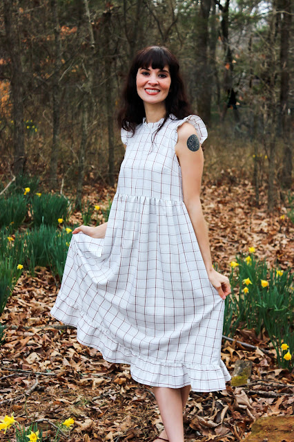 Cornsilk Sleeveless Ruffled Collar Round Neck High Waist Midi Dress with Pockets from Petallush