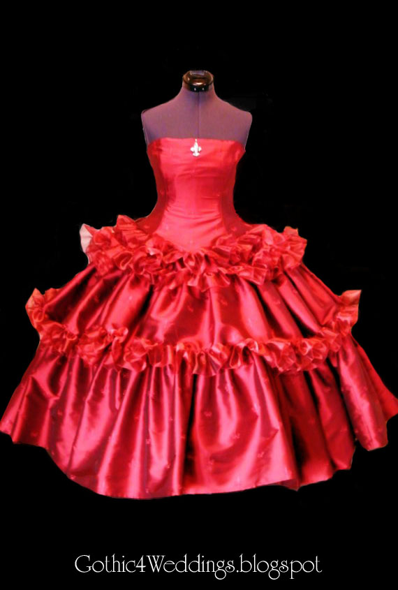 Red Silk Gothic Eve Wedding Dress