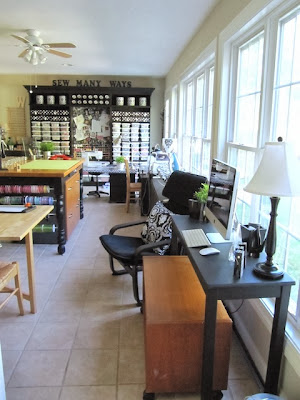 couch in sewing room