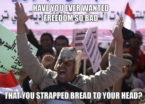 strapped bread to your head?