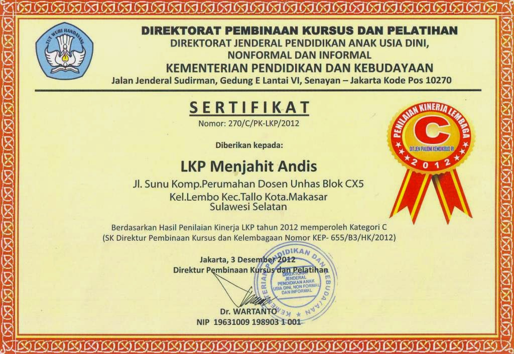 Lembaga Kursus dan Pelatihan Menjahit "ANDIS": April 2011