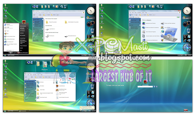 Free Download Windows Vista Skin Pack for Winodws XP at XPCMasti.blogspot.com