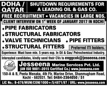 Leading Oil & Gas Co Jobs for Doha Qatar - Free Recruitment