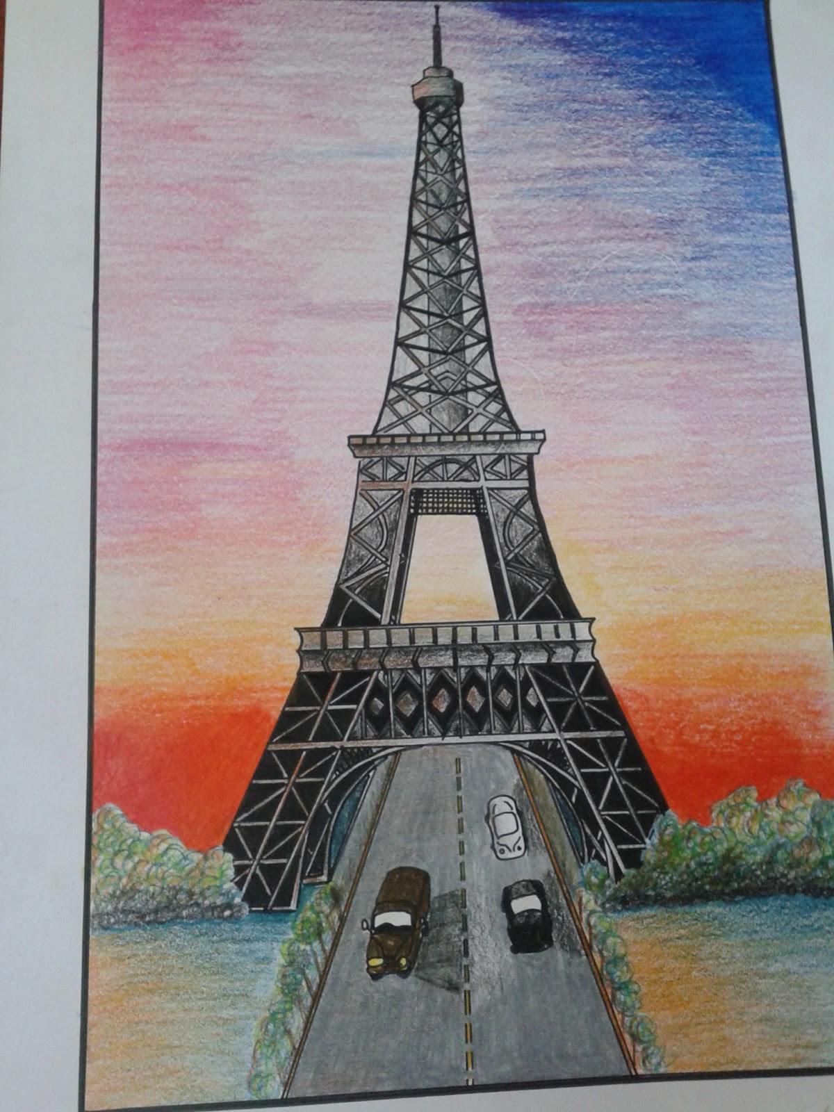 HIKA Menara  Eiffel  Menara  Pisa Sketsa 