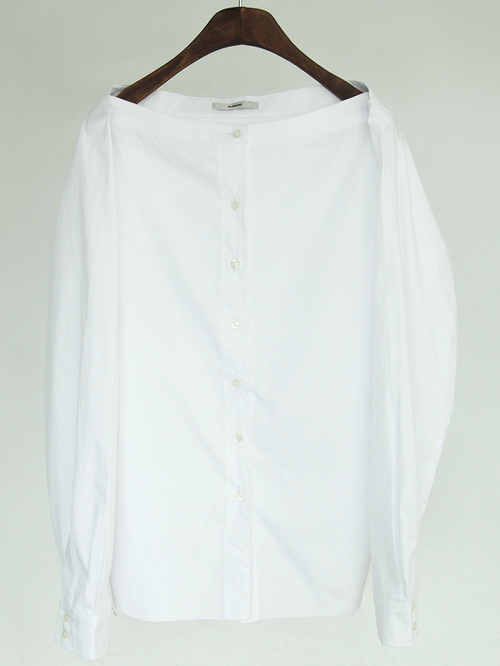 Mandarin Collared White Boxy Shirt