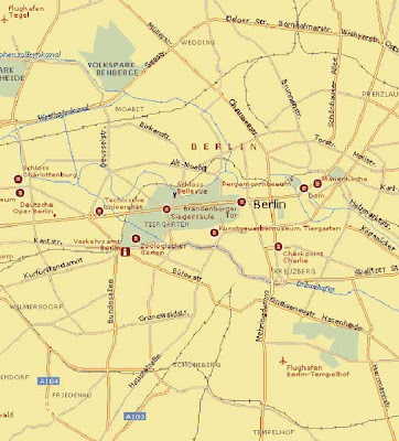 Map of Berlin city in Germany