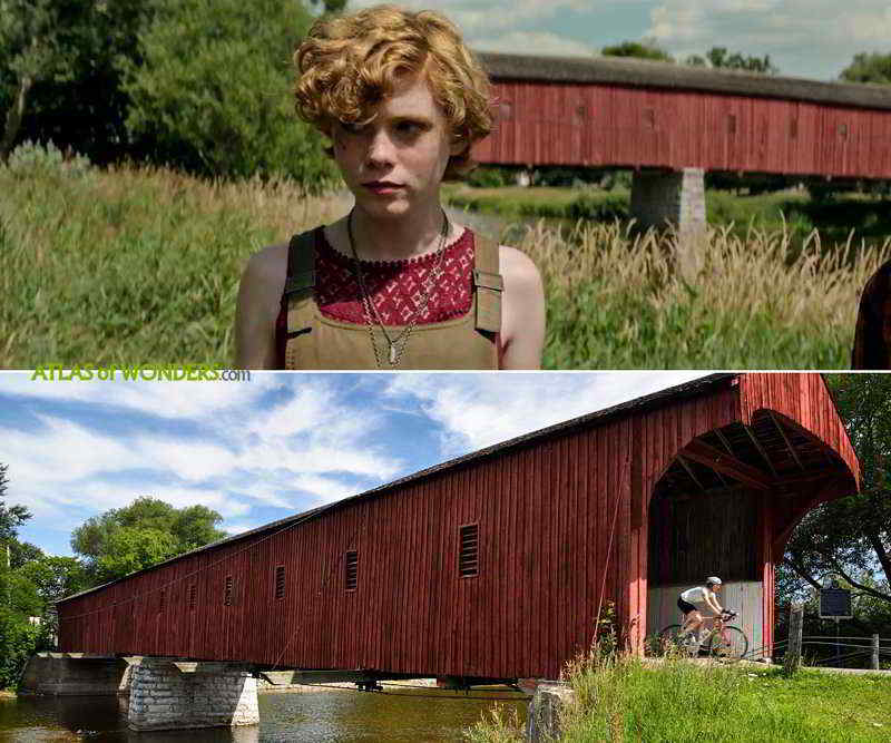 It red covered Kissing Bridge