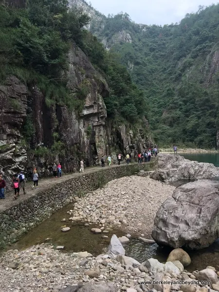 hikers in Shizhiyan Cliff Scenic Spot in Zhejiang Province, Wenzhou, China