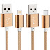 5 PCS Gold Metal nylon MICRO USB Cable for SAMSUNG / HTC / MICROMAX / OPPO 