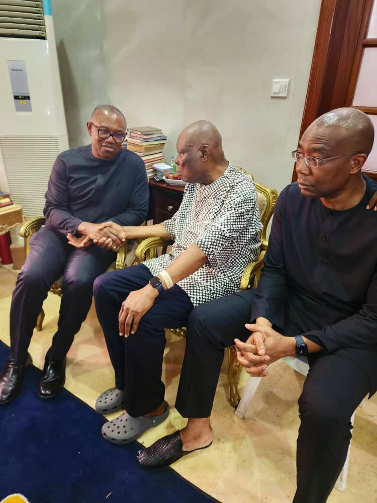 Former Governor of Anambra State, Peter Obi, paid condolence visit to families of Dr. Herbert Wigwe and Abimbola Ogunbanjo